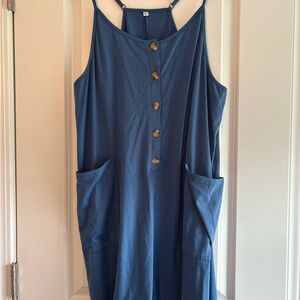 Button Down Wide Leg Shorts Casual Loose Jumpsuit with Pockets Large